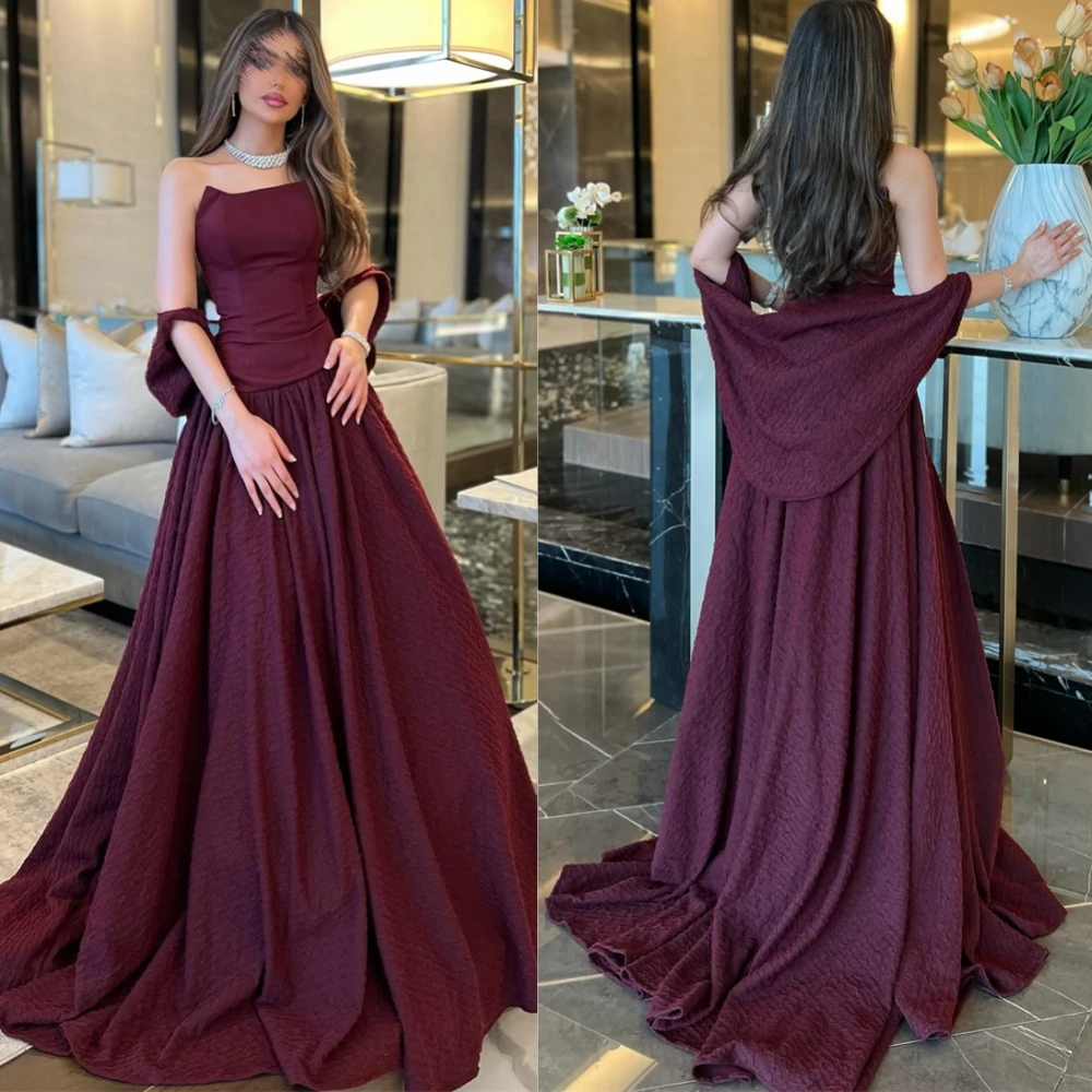 

Изысканное вечернее платье без бретелек из джерси по индивидуальному заказу. Простые платья для выпускного вечера без рукавов. Роскошные платья со шлейфом для особых случаев.