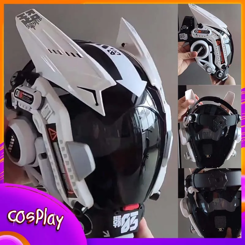 

Cyber Punk Full Face Helmet Sci-Fi Mechanical Mecha Style Mask Cosplay Costumes Prop For Coser Halloween Carnival Party Men Gift