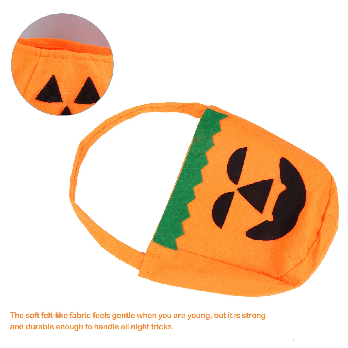 

2pcs Halloween Pumpkin Bag Felt-Like Fabric Large Capacity Candy Gift Pouch For Kids Trick Or Treat Party Storage Bag Halloween