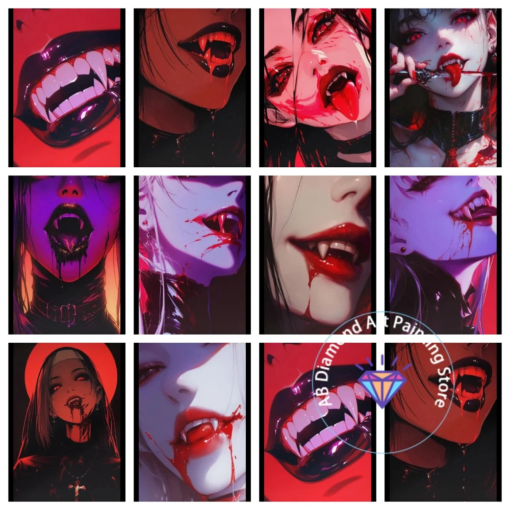 

Vampire Anime Sexy Girl Gothic Style AB Diamond Painting Kit Square Round Diamond 5D DIY Mosaic Handmade Art Gift Home Decor