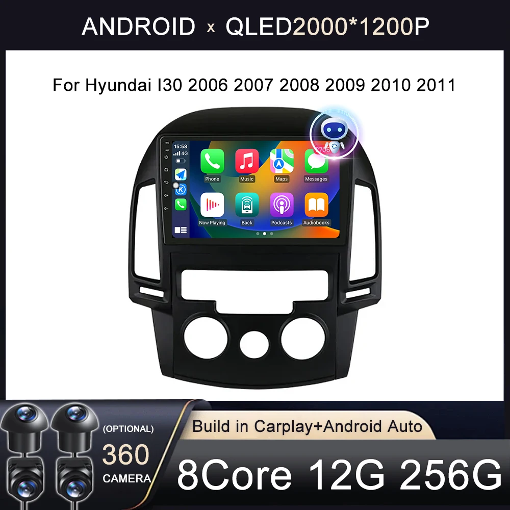 

Автомагнитола на Android для Hyundai I30 2006 - 2011 мультимедийный стерео видеоплеер навигатор GPS Carplay 4G WIFI DSP RDS BT