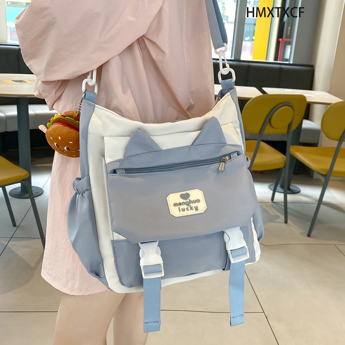 School Student Book Transparent  With Hairballs Cute Women New Shoulder Bag Girls Crossbody Bag