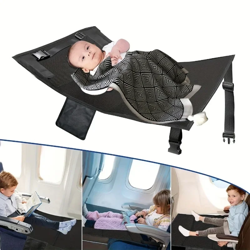 Almohadilla extensora de asiento de viaje para avión portátil para niños, cama de vuelo ajustable con almohadilla de extensión de asiento de tela Oxford, 1 Uds.