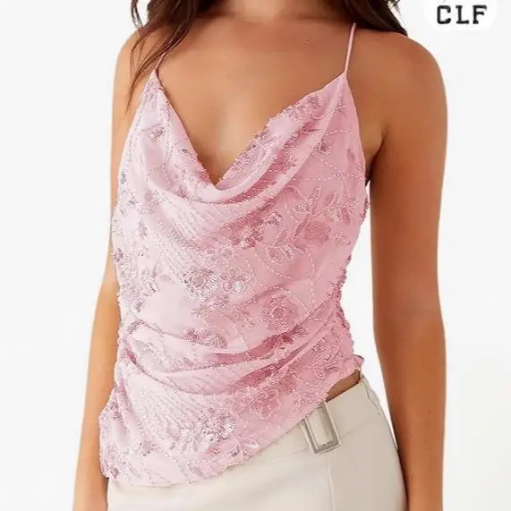   سترة علوية قصيرة من Dopane Strapl للنساء لصيف 2025 سترة جديدة مطرزة بالخرز وحزام أوروبي