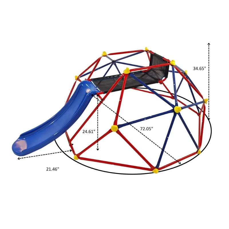 XCF007 Scalatore a cupola da 6 piedi con scivolo da 1,2 m per scalatore per bambini con pietre da arrampicata Attrezzatura per parchi giochi all'aperto per bambini All'aperto