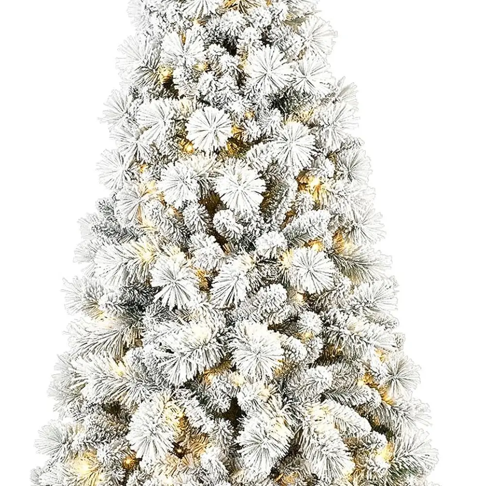 شجرة عيد الميلاد المتدفقة بالثلج بطول 6 أقدام مع 350 مصباح LED، و752 نصائح فرعية، وحامل معدني لسهولة التجميع للديكور الداخلي