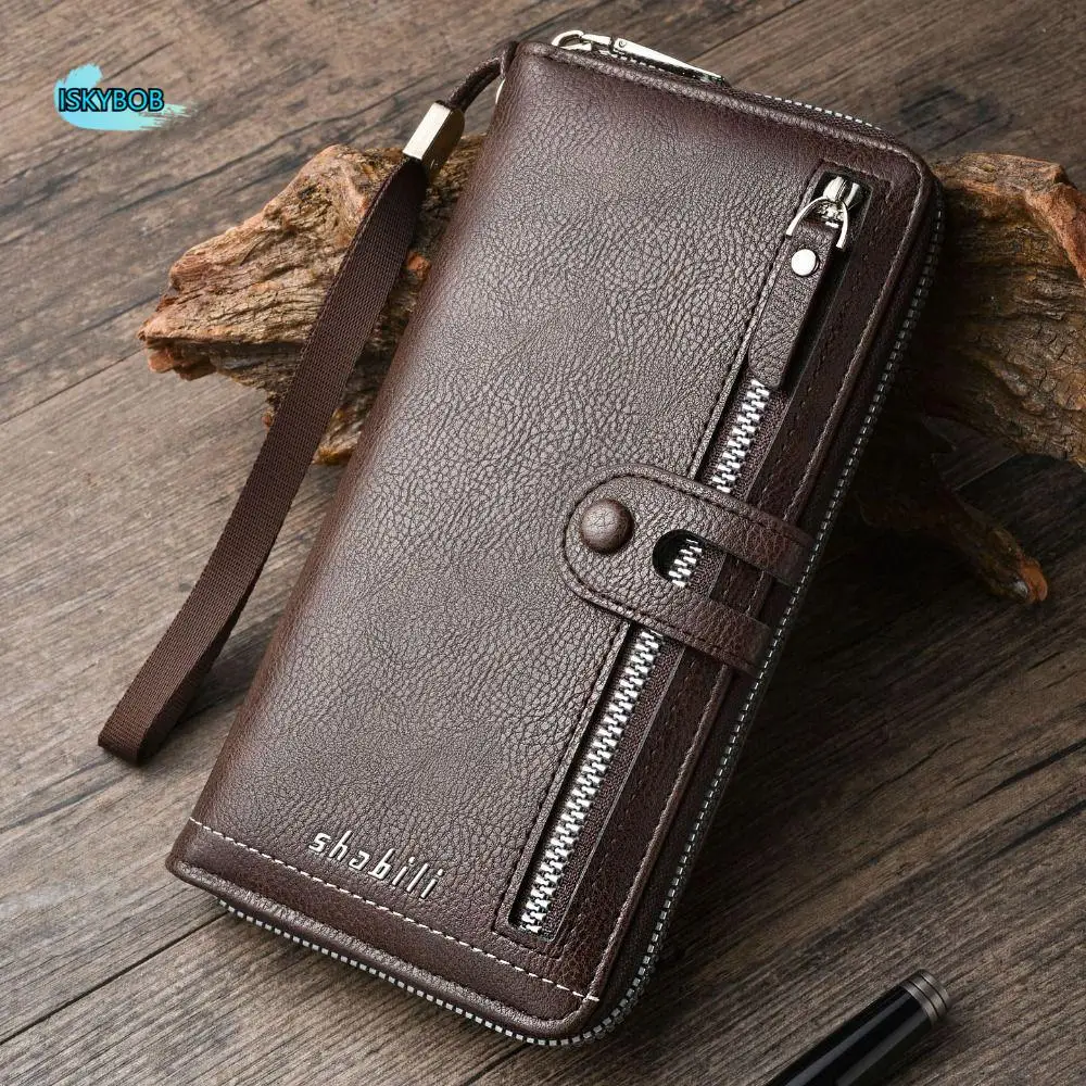 

Zipper Men's Long Wallet Multiple Card Slots Card Bag Card Holder Clutch Bag Mobile Phone Bag PU Leather Male Purse Women