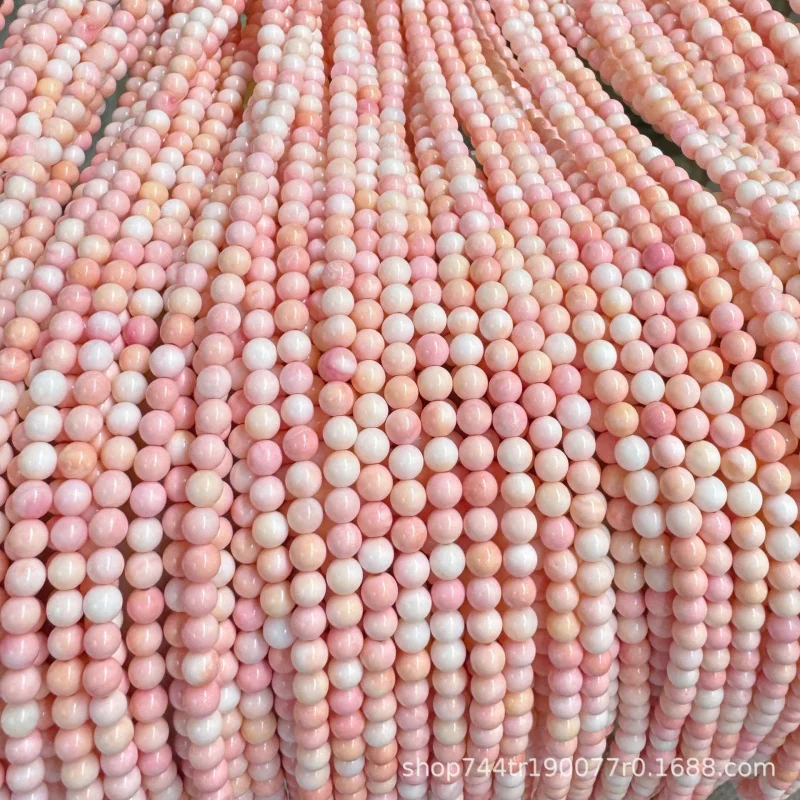 4MM 6MMPure Natural（Pink Conch）4 6 mmRound Beads Carmine Scattered beads