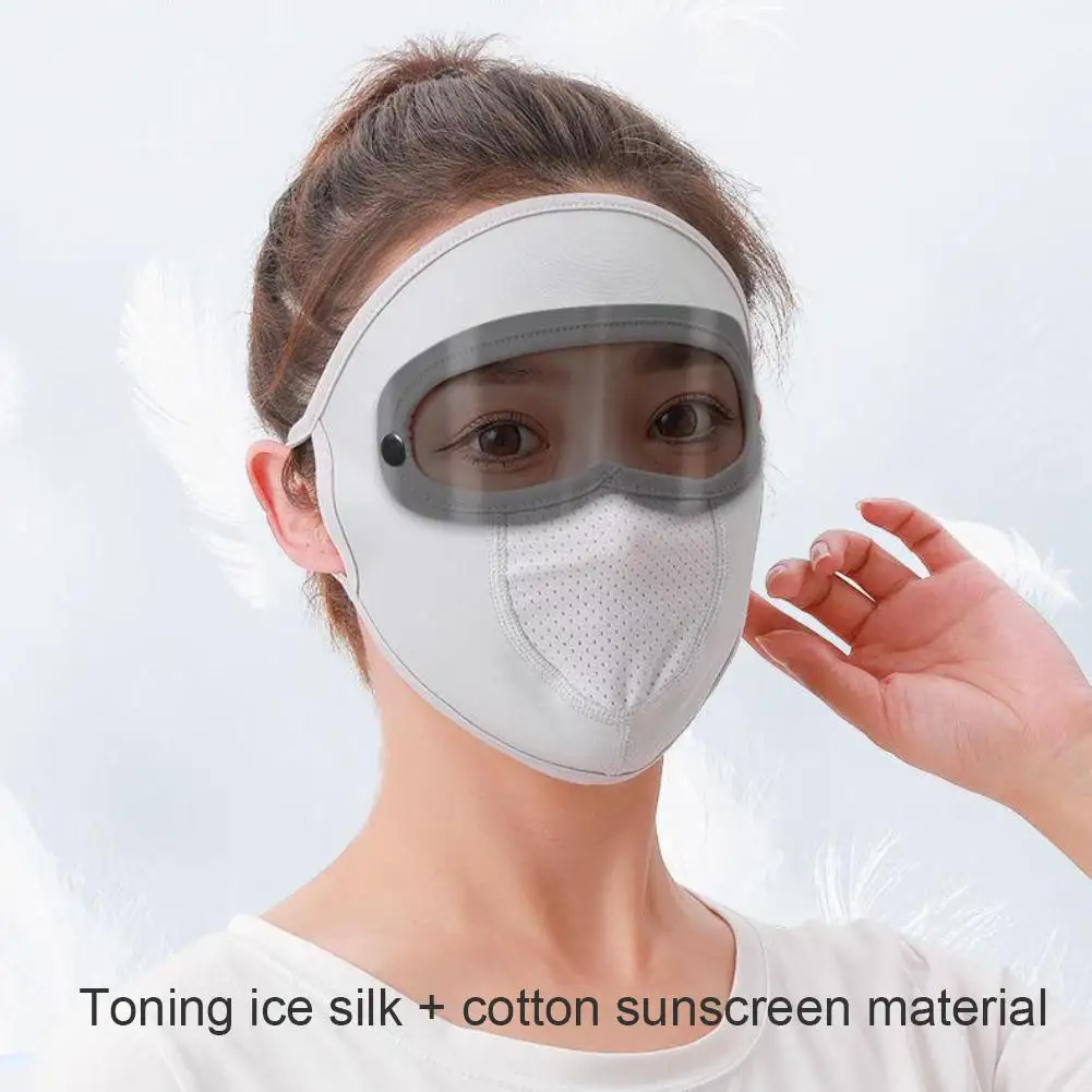 Summer Sunscreen Ice Silk Mask UV Protection Full Face Cover Sunscreen Veil Face With Brim Outdoor Cycling Sun Protection Hat