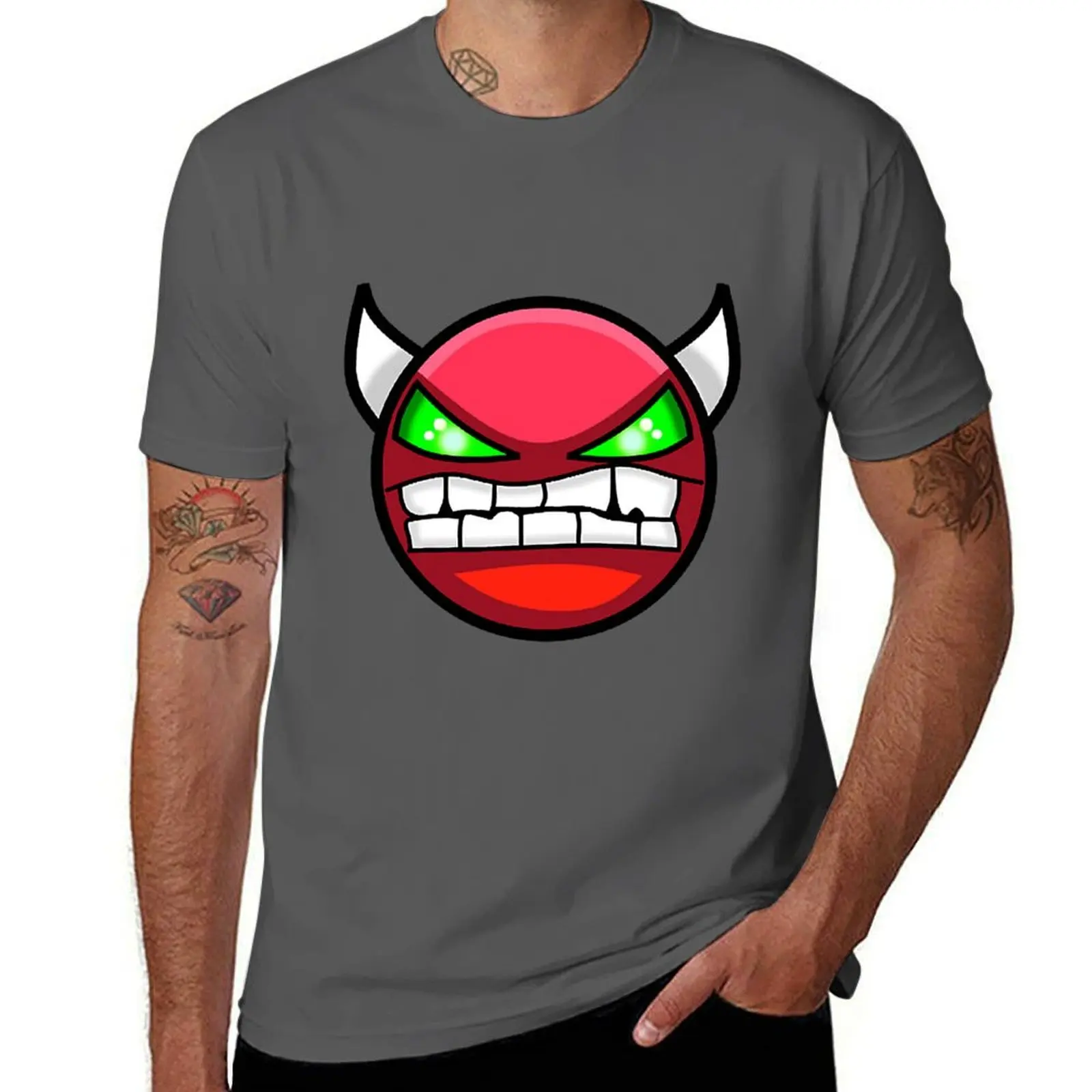 Geometry dash hard demon T-Shirt funny costumes Anime t-shirt fitted t shirts for men