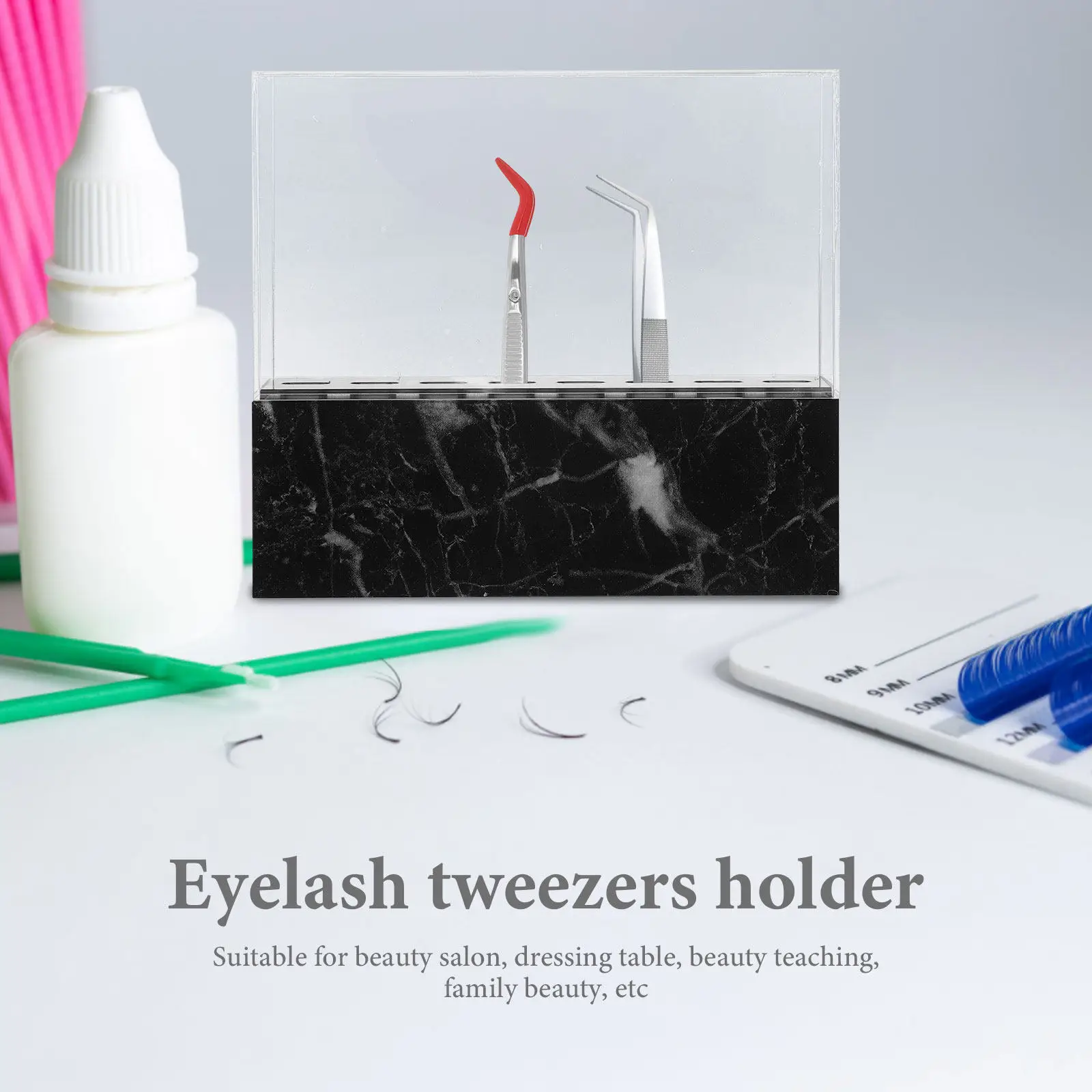 

8-Hole Makeup Tweezers Shelf Acrylic Storage Rack Eyelash Tweezers Holder Lash Grafting Tools Organizer for Beauty Salon