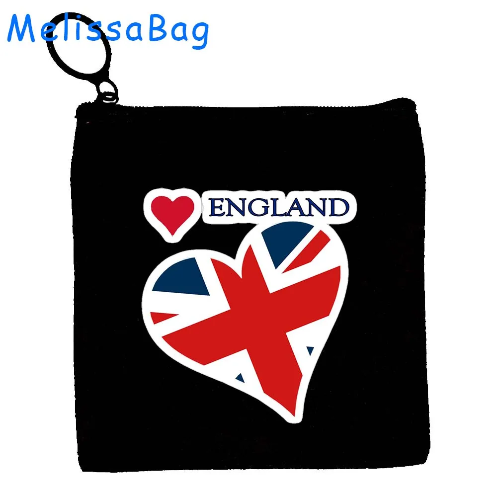 Vintage Big Ben Clock London Bus United Kingdom UK Flag Landmarks England Lover Gift Canvas Coin Purse Key Case Bag Zipper Pouch