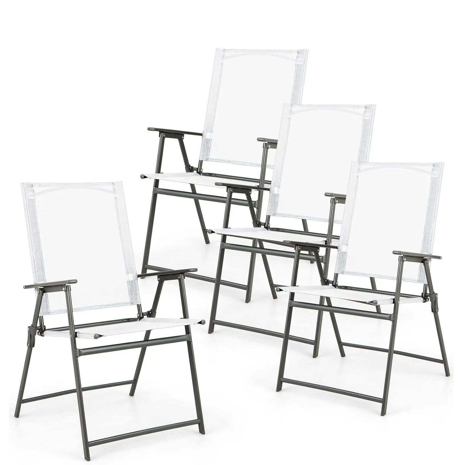 Juego De 4 Sillas De Jardín, Sillas Plegables Con Tela Resistente A La Intemperie, Sillas De Balcón Con Reposabrazos, Sillas De Patio (Blanco) — -42%, 86.2€ Coupon, from 117.03€ – 42% descuento – €117.03