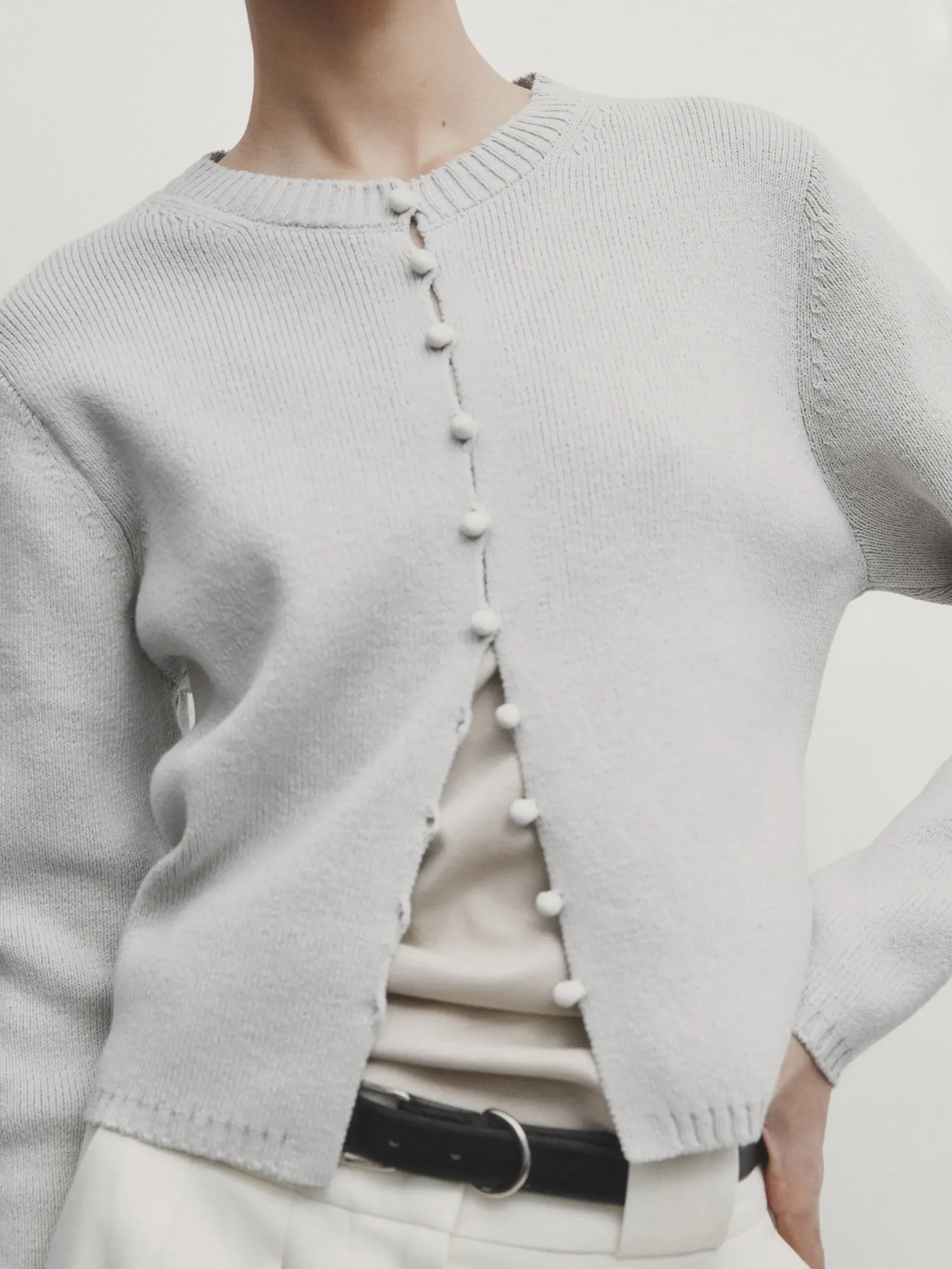 Ethereal costume 2025 massidut spring new style of Women's casual French minimalist button-short crew-neck knit cardigan jacket