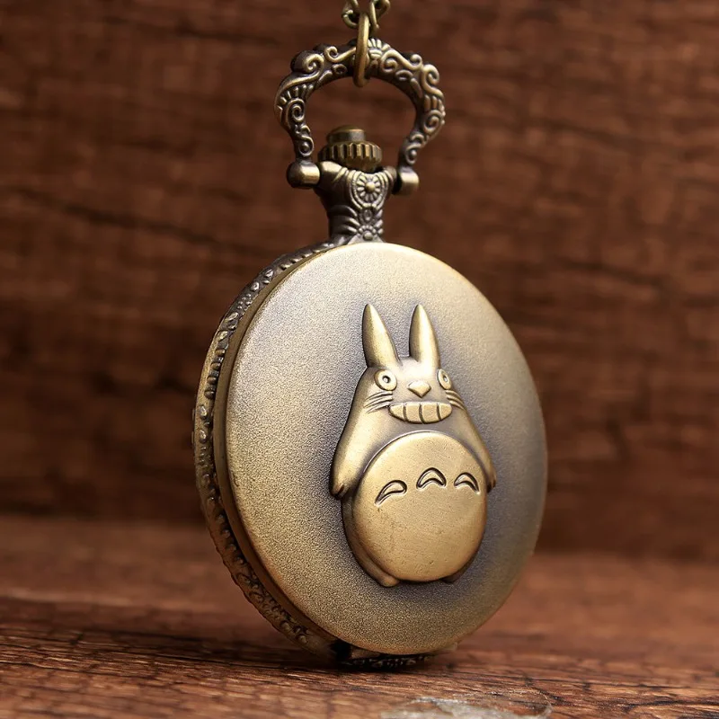 Anime My Neighbor Totoro Merch Quartz Pocket Watch Keychain Vintage Hanging Cartoon Character Print Pocket Clock Backpack Gift - view 4