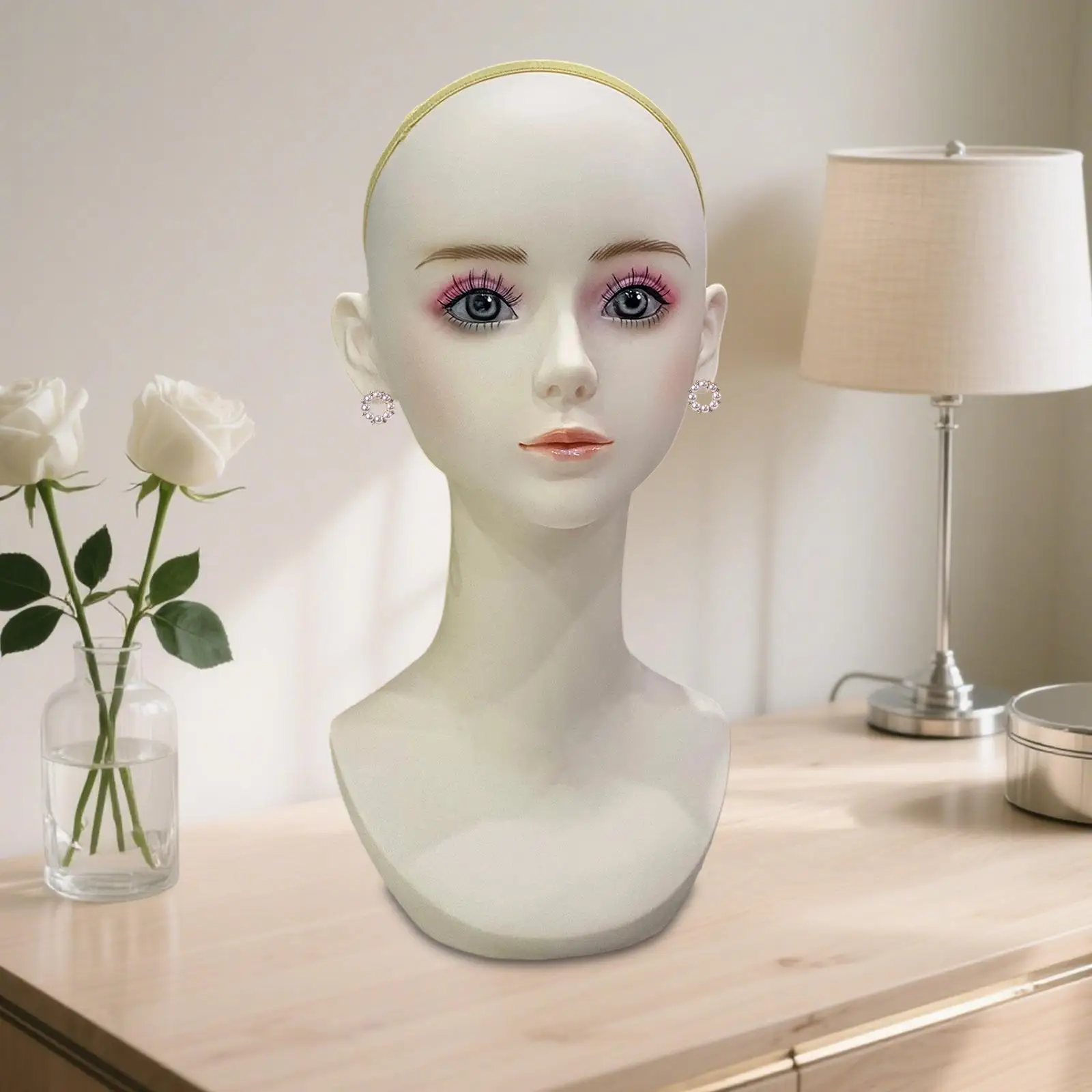 

Голова манекена Реалистичная 15,75-дюймовая голова манекена для шарфов, серег, ювелирных изделий