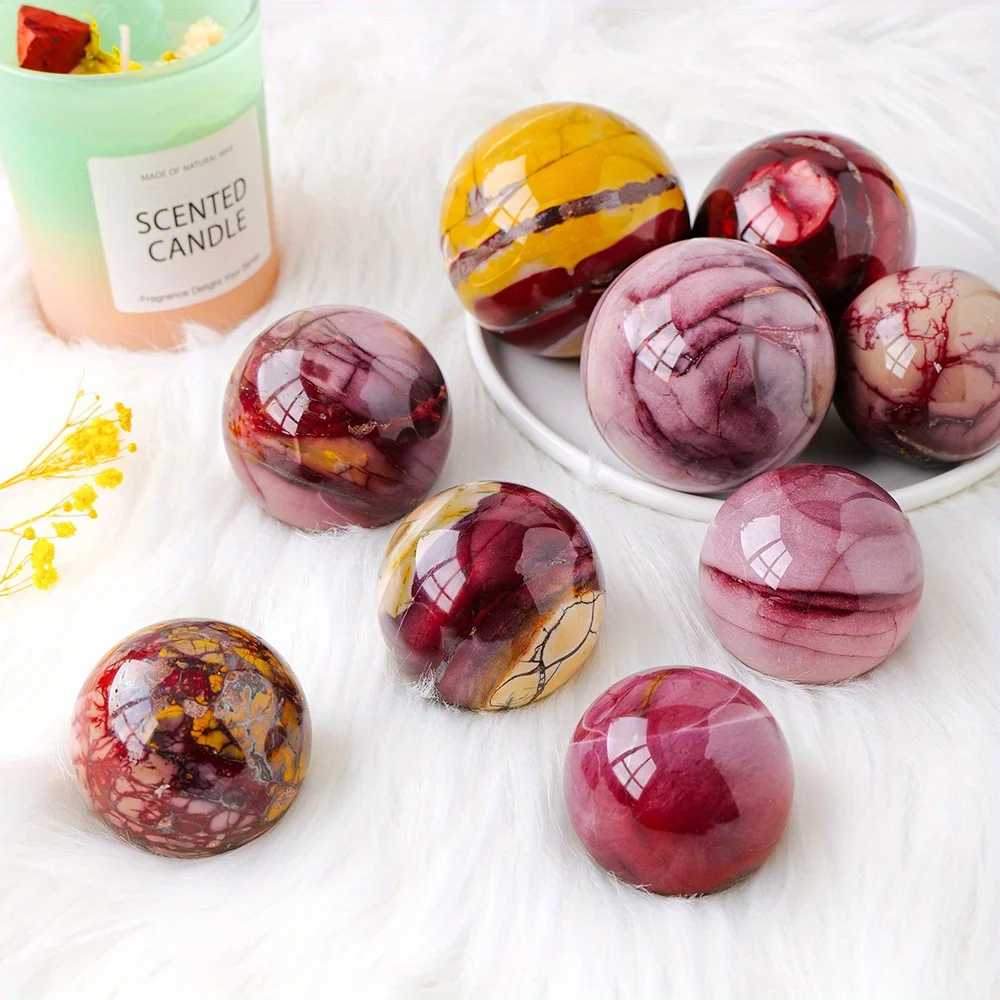 Esfera de mookaita para decoración de habitación, bola de piedra de yema de huevo, decoración de chakras minerales de brujería, piedras preciosas de imitación sueltas, 1 ud.