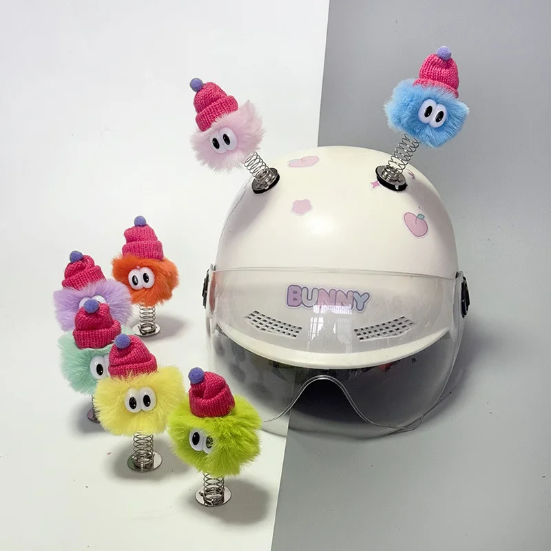 

Spring decoration, colorful coal ball shaking, dopamine plush cute doll, helmet decoration accessories