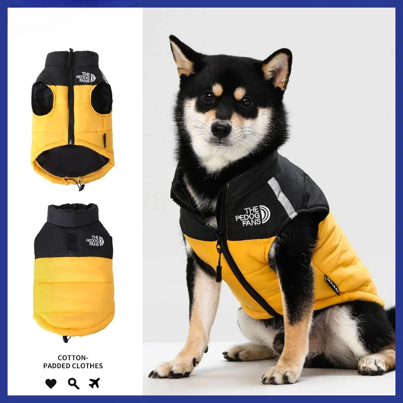Dog Clothes Fall Winter Warm Padded Jacket Tractable Pet Clothing Supplies Accessories Cotton Vest Pets Keep Warm Traveling