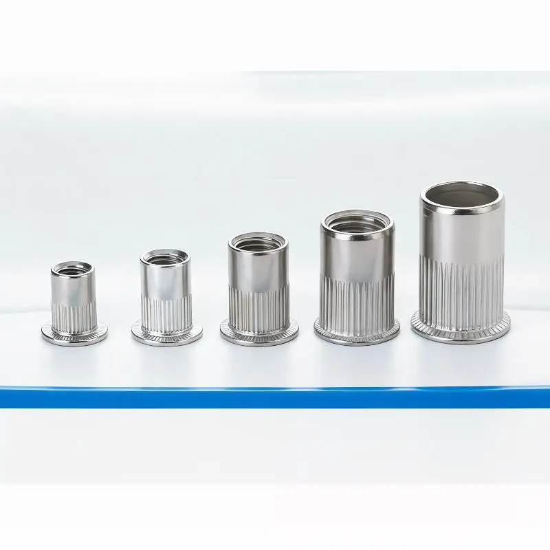 Flat Head Knurled Rivet Nuts Rust Proof 304 Stainless Steel For Car Repair Furniture DIY Use