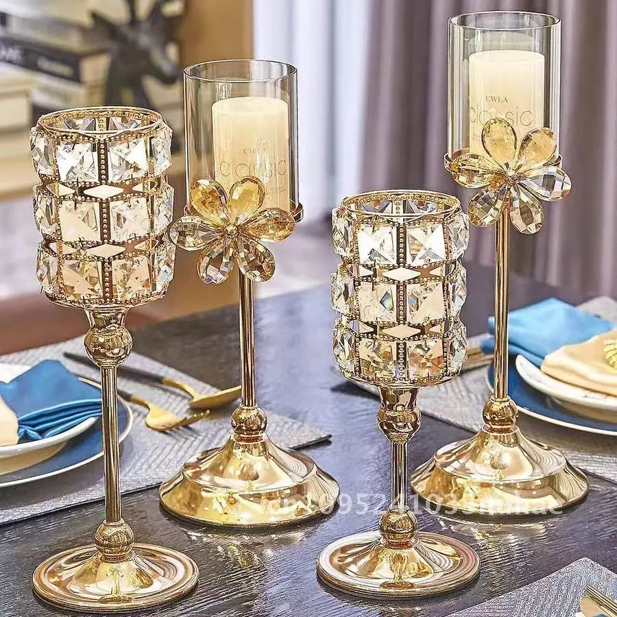

Crystal Candlestick Container Home Candlelight Dinner Dining Table Decoration Candlestick Crystal Decoration Ornaments