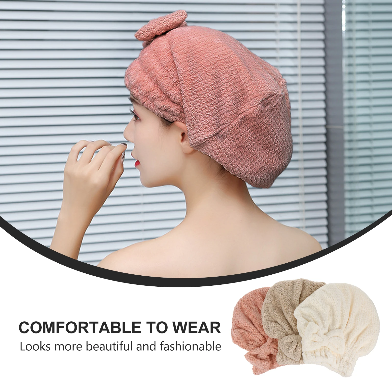 

3pcs Coral Fleece Dry Hat Absorbent Towel Wrap Turban Microfiber Cap Hair Towel Cap Hair Dry Soft Gentle Gift