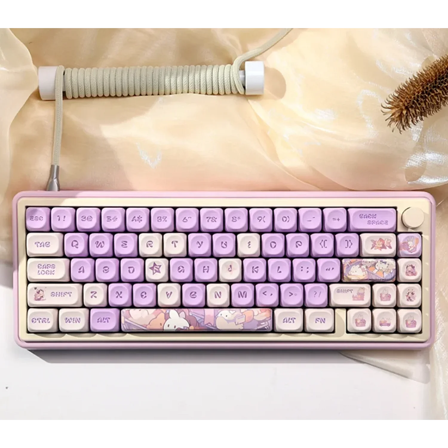 

Cute Keycaps PBT Lolita Rabbit Moa Highly Customized Personalized 131 Keys for 60/84/98/108 Mechanical Keyboards