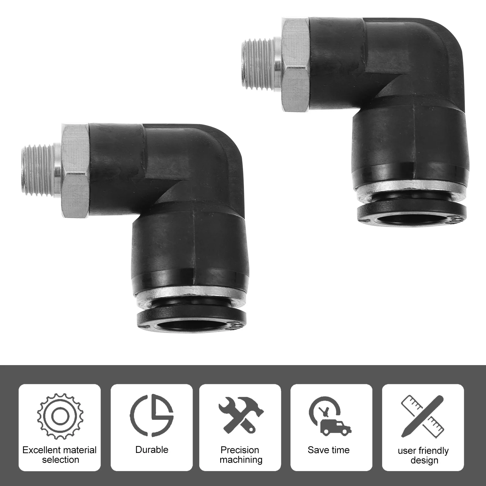 

1Set Air Pipe Connectors Black Thread Quick Pneumatic Tube Fittings Practical Air Valves Durable Easy Disassemble