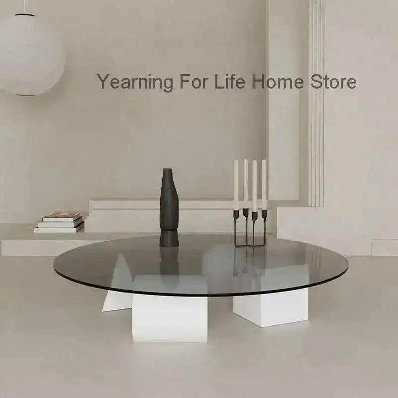 

Round Minimalist Glass Coffee Transparent Modern Table Clear Coffee Table Decoration Living Room Mesa Auxiliar Patio Furniture