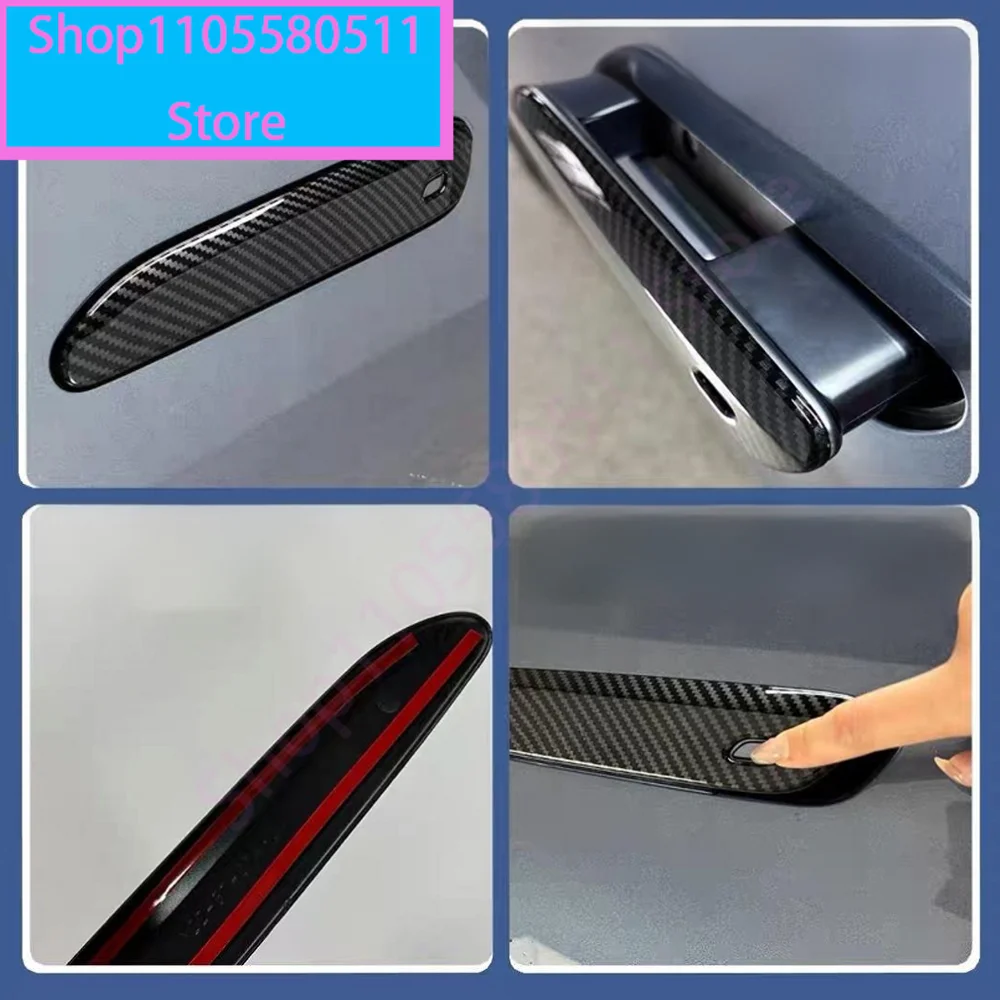For Mazda 6e EZ-6 J90A 2024~2026 Car Carbon Fiber Door Handles, Rear Quarter Louvers, Fuel Tank/Electrical Box Cover Accessories view 2