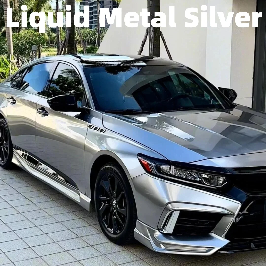 Liquid Metal Silver Car Film Waterproof Highest Quality Full Vehicle Coverage Vinyl Wrap Vehicle Wrap Car Decoration 1.52*17M