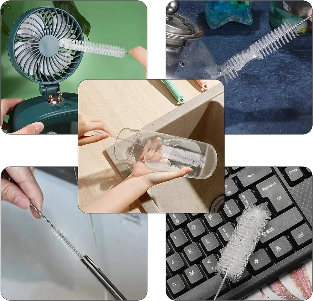 مجموعة فرش تنظيف الزجاجات المكونة من 10 قطع، فرشاة قش متعددة الوظائف لحاويات الرقبة الضيقة #3