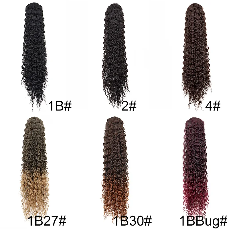 Synthetic Deep Wave Ponytail 22Inch Kinky Curly Drawstring Ponytail Extensions for Women Clip On Pony Tail Hair Hairpiece