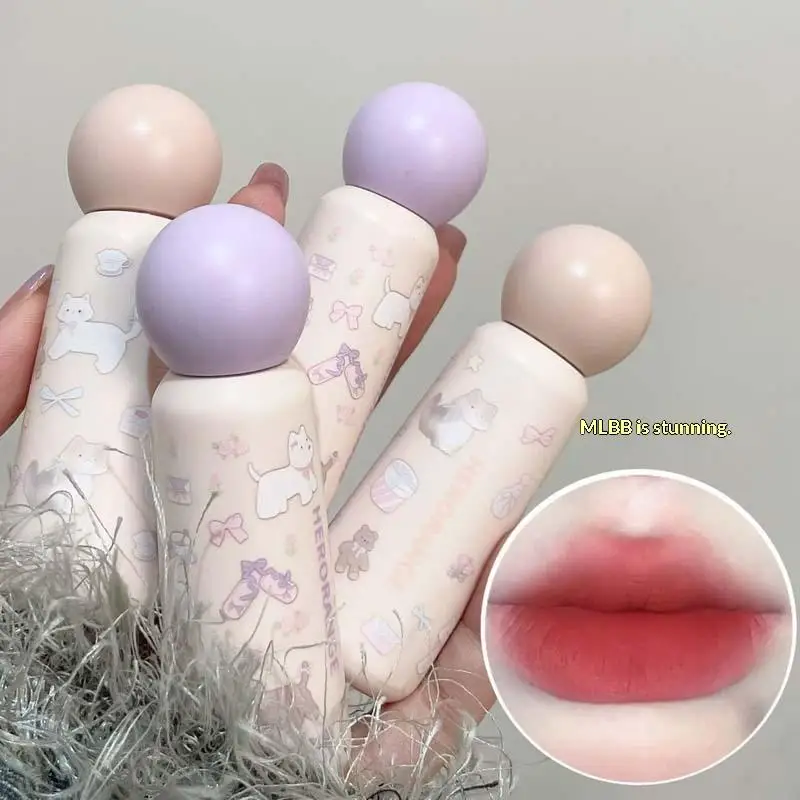 HERORANGE Nude Matte Lip Mud – wasserfester, langlebiger, hochpigmentierter, antihaftbeschichteter, flüssiger Lipgloss-Tönung, Kosmetik im koreanischen Stil