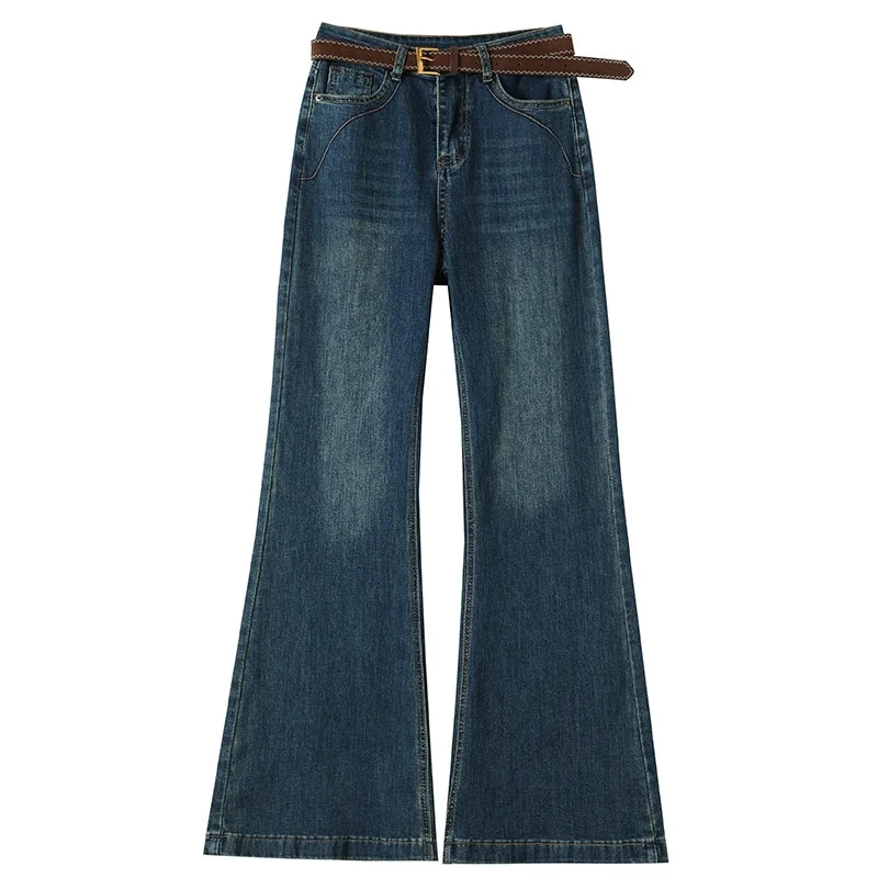 

Джинсы Bootcut, женская одежда с высокой талией, женская одежда, асимметричный комплект в готическом стиле, японская пара, мытье полов, тяжелые сращивания, весенний смысл GF