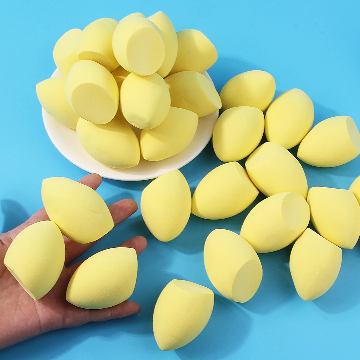 30 peças conjunto de esponja de maquiagem super macia de tamanho grande, adequado para uso seco e molhado sem pó colando ferramentas de maquiagem facial