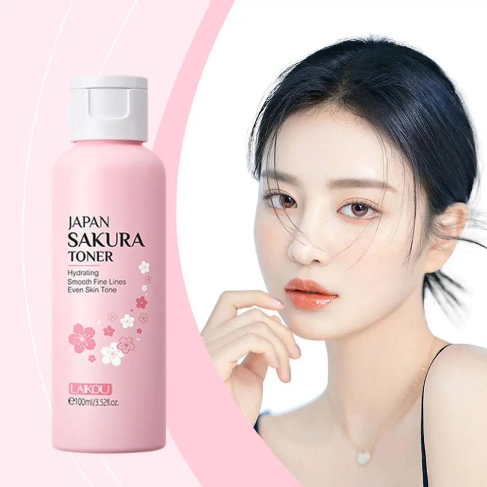 LAIKOU Serum Toner Wajah Sakura produk perawatan halus wajah kecantikan pencerah pudar pelembab 100ml garis kulit K2A9