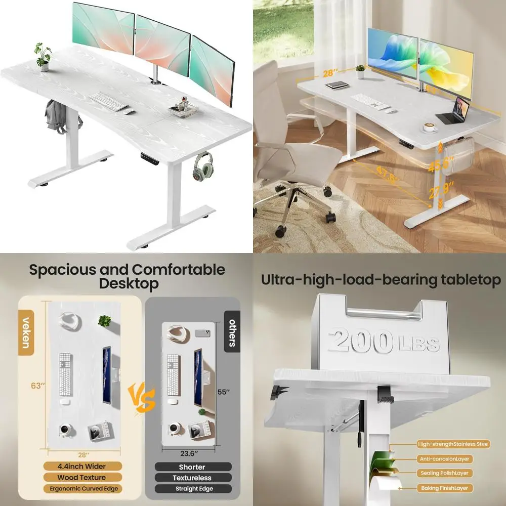 Electric Standing Desk 63x28 Inch, Sit-Stand Work Desk for Home Office, Study, Walking Pad, Writing, and More