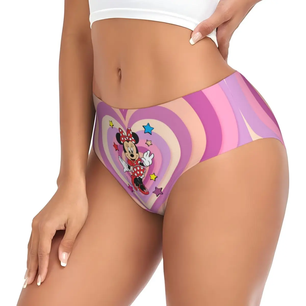 Custom Mickey Mouse Brief Panties Womens Comfort Stretch Underwear Valentine's Day Gifts Underpants