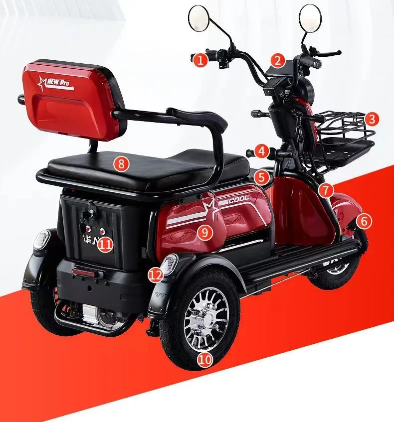 New Electric Tricycle, Adult Recreational Battery Car, Women Pick Up and Drop Off The Elderly Scooter