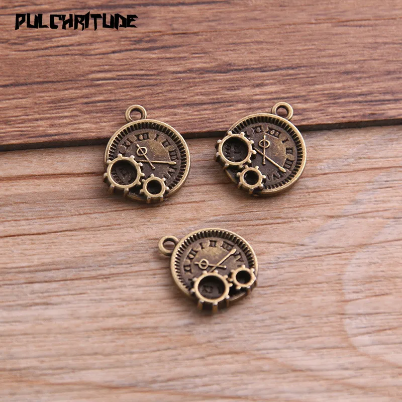 12PCS 14*16mm Two Color Vintage Metal Zinc Alloy Steampunk Clock Charms Fit Jewelry Pendant Charms Makings