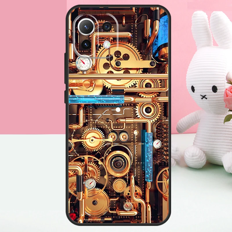 Steampunk Style Gears Levers Engine Cover For Xiaomi 12 13 Lite 11T 12T Pro 12X Case For POCO X5 X3 F5 Pro M4 F4 X4 GT F3 M5s