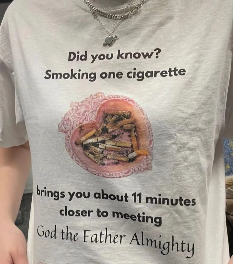 Funny Meme T Shirt Cigarette Tees Cringe Shirt Embarrassed Tops Inappropriate Shirt Cursed Shirt Weird Shirt Ironic Shirt Unisex