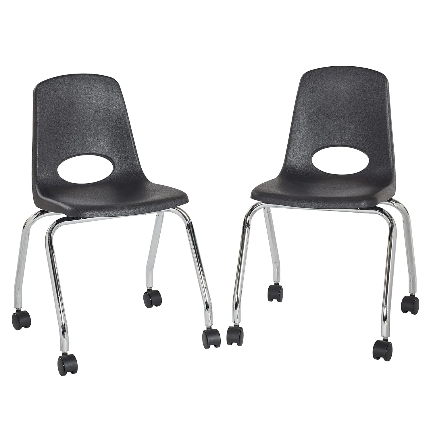 Direct Partners 10372-BK Cadeira escolar móvel de 18" com rodas para crianças, adolescentes e adultos; Assento ergonômico para aprendizagem em casa, Cl