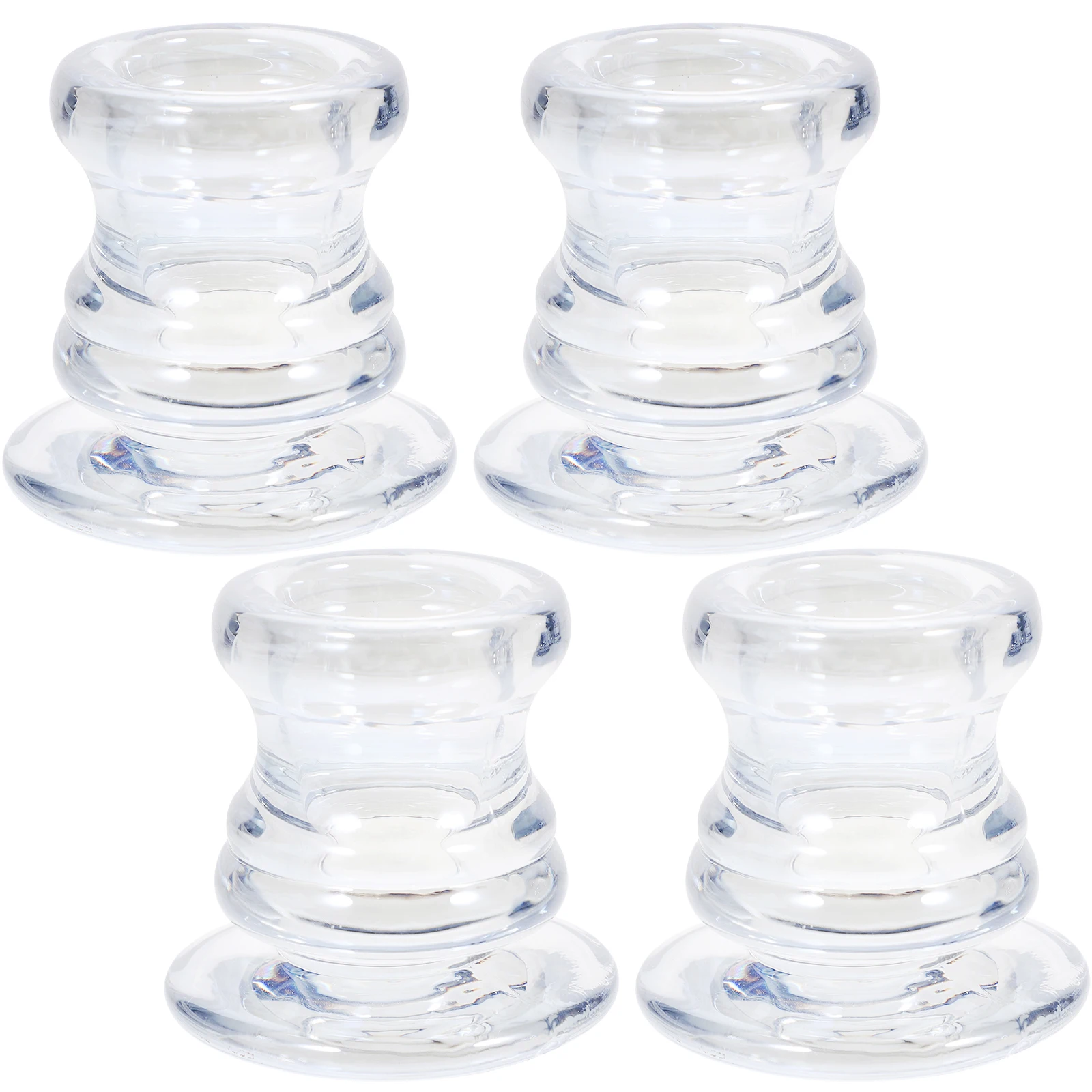 

4Pcs Glass Candlestick Holders Table Decorations Lightweight Easy Use Store Perfect Small Candles LED Candles Gift Choice