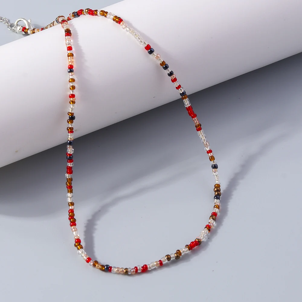 Modische, bunte, handgefertigte Perlenkette für Damen und Mädchen, Party- und Festivalschmuck, Geschenkidee – Detail 7