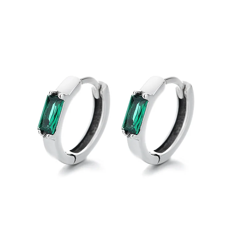 

Luxury Green Rectangle Zircon Earrings 100% S925 Sterling Silver Female Trendy Exquisite Jewelry Gift