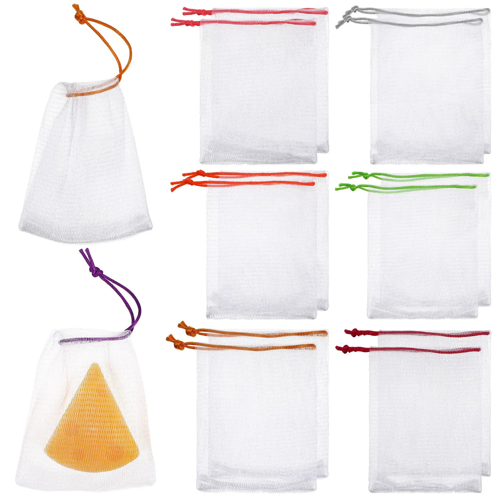 40Pcs Quick Foam Generating Soap Saver Pouches Drawstring Mesh Bath Bags Hanging Design for Bathroom Kitchen Bedroom Soap Bag