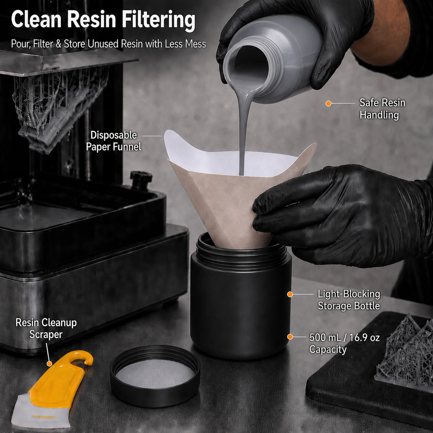 3D Printer Resin Filter Reclaimer Electric Recovery Pump Kit for Water-Washable Resin SLA LCD DLP Resin Printing Tools view 6