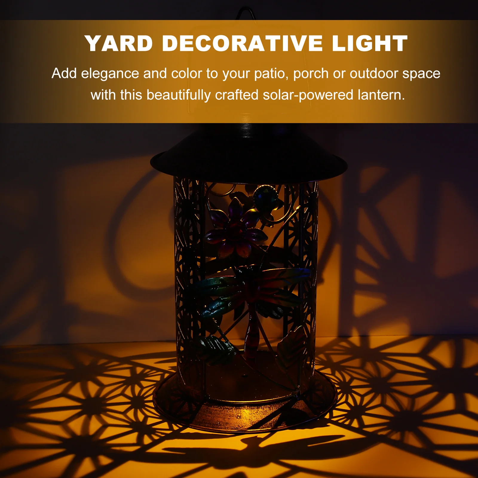 1Pcs Solar-Powered Dragonfly Hollow-Out Hanging Lantern Garden Solar Light Outdoor Yard Decorative Lamp Solar-Powered Light